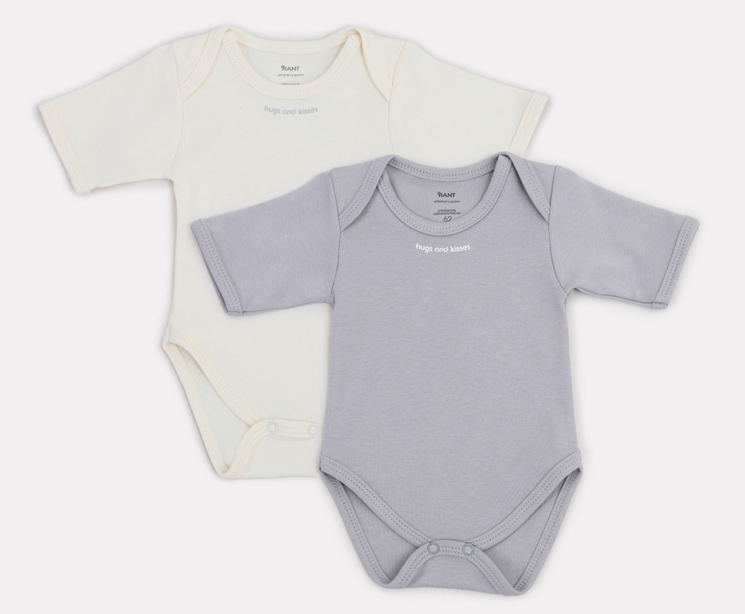 Боди Rant Hugs and Kisses с коротким рукавом 2 шт. Arctic grey 68