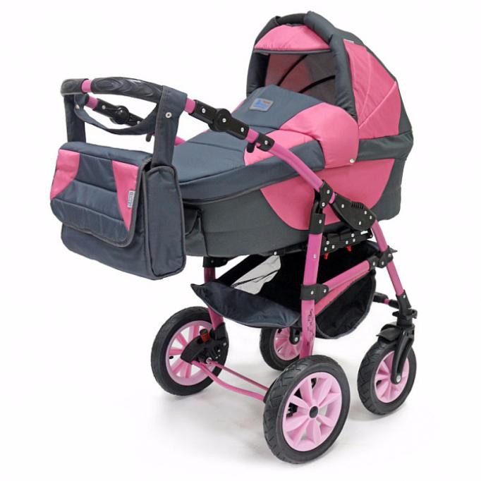 Детская коляска Teddy (BartPlast) Serenade PCO-F 3 в 1 04 графит-розовый
