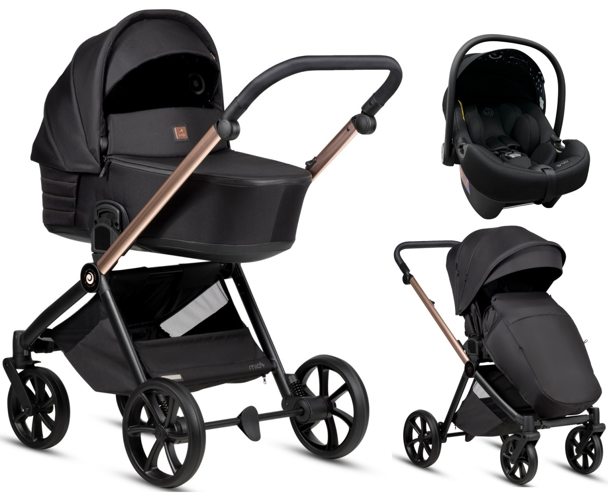 Детская коляска Tutis Mio 3 Plus Black Edition New 3 в 1 с автокреслом Elo Lux EduSky Black 1622292 Rose Gold