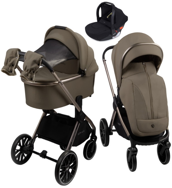 Детская коляска AmaroBaby Genius 3 в 1 с автокреслом Rant Cruise Black коричневый