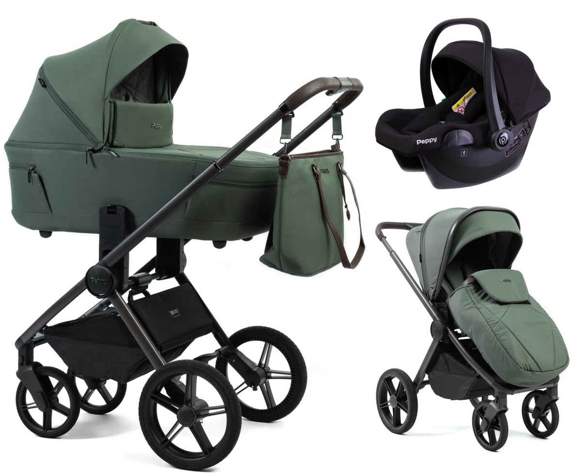 Детская коляска Peppy Monaco Thermo 3 в 1 с автокреслом Rise Black Green
