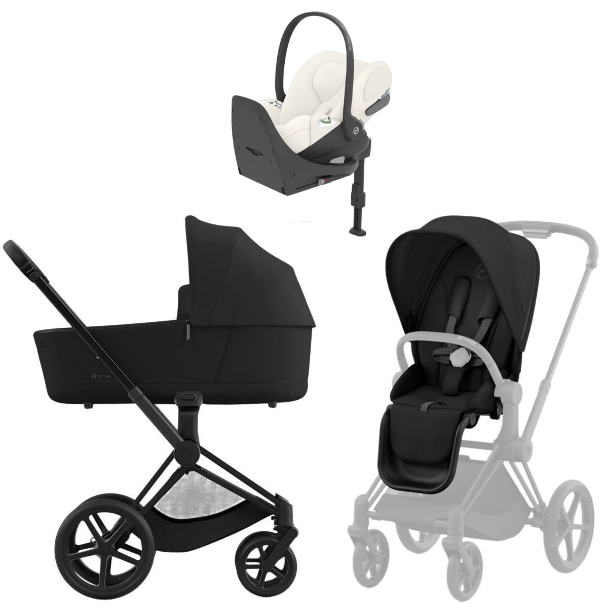 Коляска Cybex Priam IV Matt Black complete Cloud T Off White Plus Base T 4 в 1 Sepia Black
