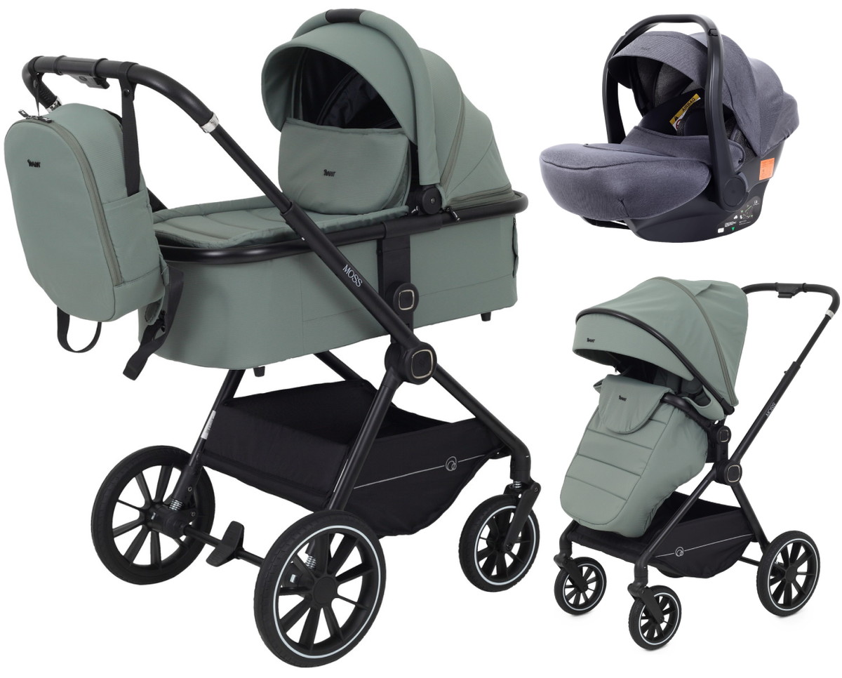 Детская коляска Rant Moss 3 в 1 с автокреслом Carry Pro Graphite Green