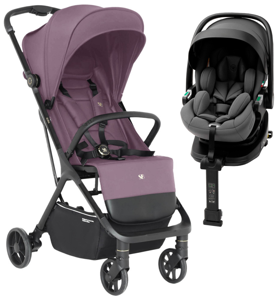 Прогулочная коляска Sweet Baby Aura + автокресло Premier Plus Grey Rose