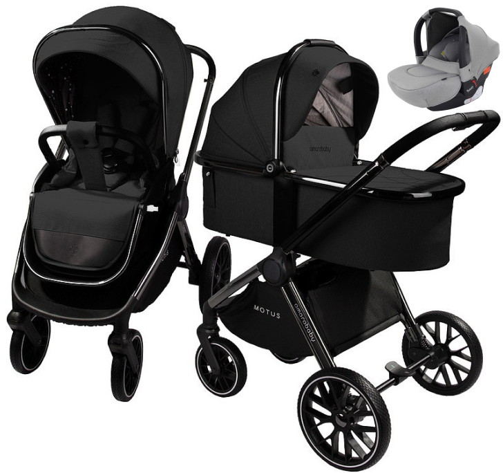 Детская коляска AmaroBaby Motus V2 3 в 1 с автокреслом Rant Cruise Grey черный