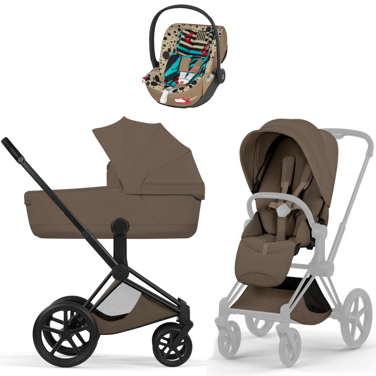 Коляска Cybex Priam V Matt Black Style Cloud T One Love Base T 4 в 1 Coconut Brown