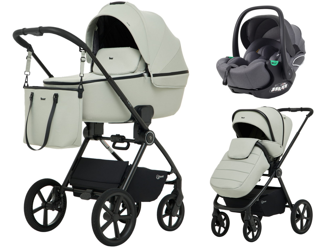 Детская коляска Rant Teo Soft 3 в 1 с автокреслом Evomax Grey Sage