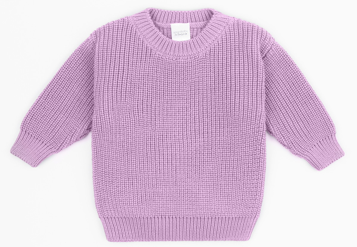 Свитер вязаный детский Amarobaby Pure Love Buddy лиловый 80