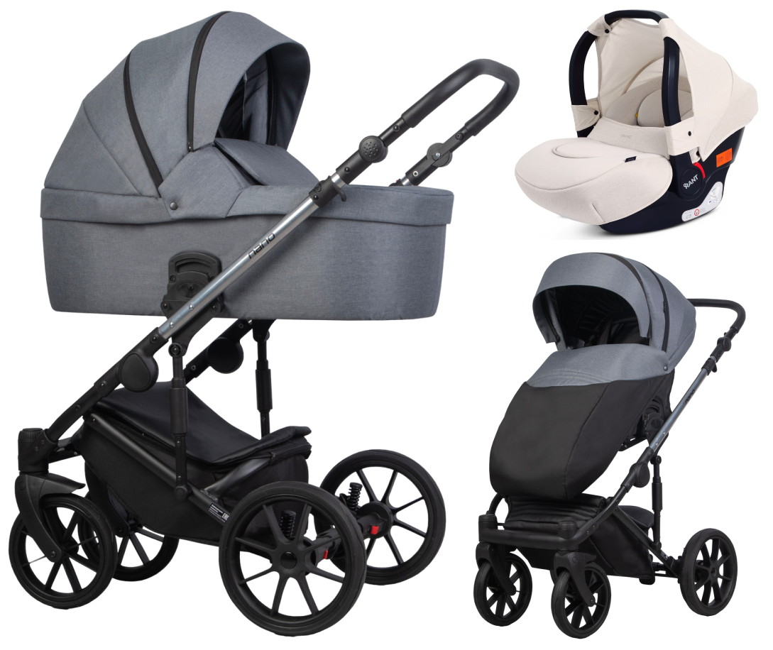 Детская коляска Riko Nano Thermo 3 в 1 с автокреслом Rant Cruise Beige 12 Graphite (графит)