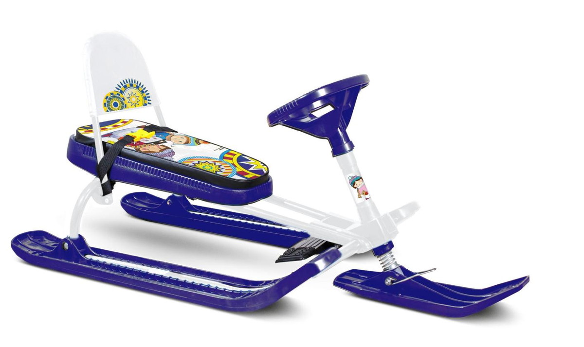 Детский снегокат Тяни-Толкай Пингвин СН2-С, алюминиевый со спинкой синий, 84673