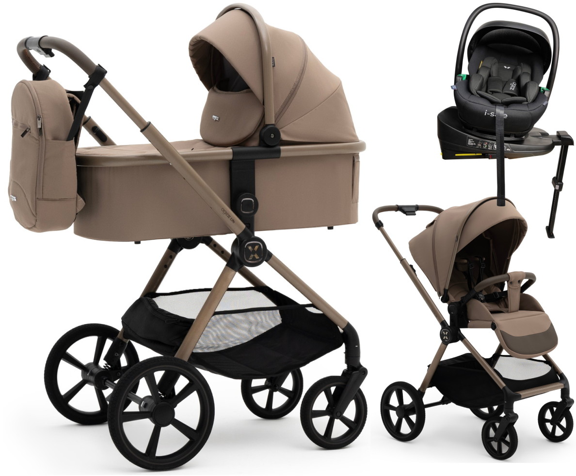 Коляска Agex Life 4 в 1 матовая рама с автокреслом i-Safe Black и базой ALB620 Taupe Beige (Бежевый)