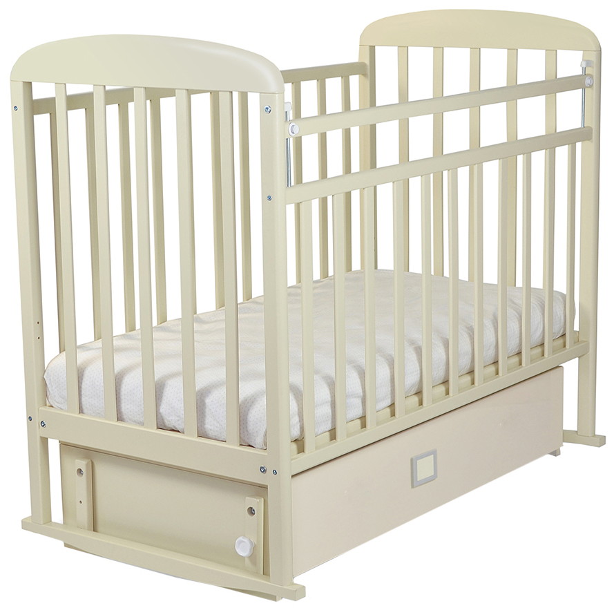 Детская кроватка Indigo Милана (мая-к поп., опус-ся планка, ящ.) бежевый-арт.188009