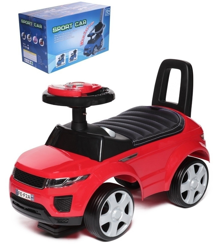 Детская каталка Baby Care Sport car кожаное сиденье, резиновые колеса Красный (Red)