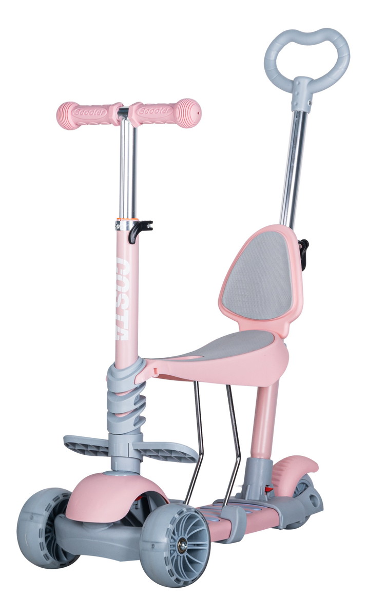 Детский самокат Costa CST-103, 5 в 1 светло-розовый