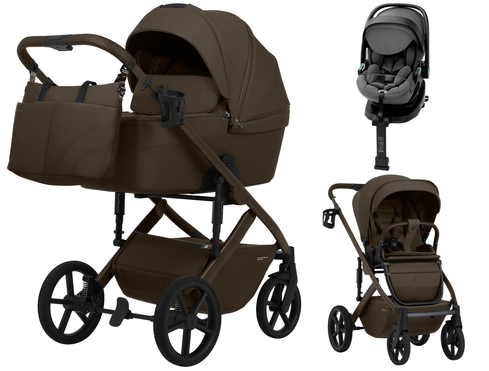 Коляска 4 в 1 Sweet Baby SBL Dolce + автокресло Premier Plus Grey Dark Beige