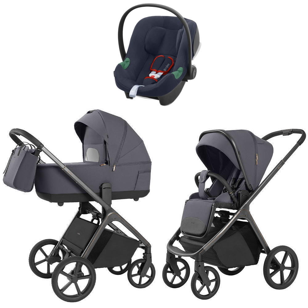 Коляска Carrello Vector 2025 CRL-6551 и автокресло Cybex Aton B2 Bay Blue 3 в 1 Ultimate Grey