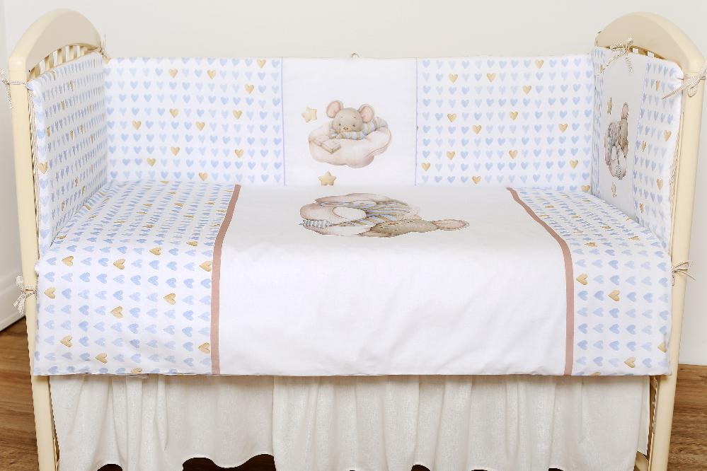 Комплект в кроватку Lappetti Мышки на облачке 6 предметов кофейный