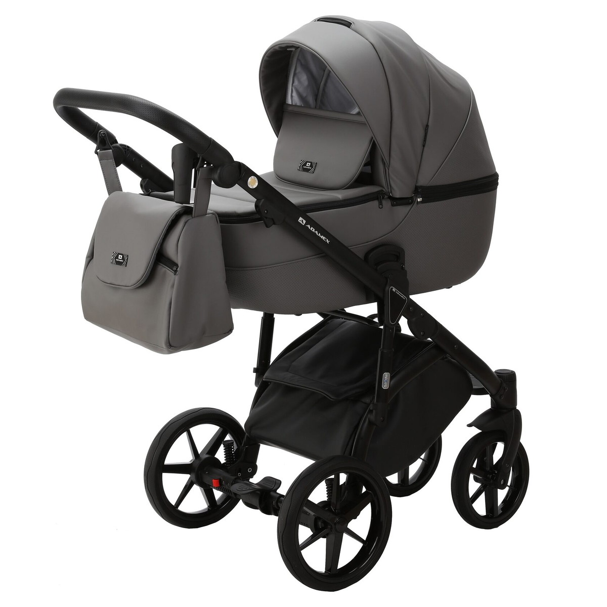 Детская коляска Adamex Bibione Deluxe 2 в 1 BI-SA04 (СЕРАЯ КОЖА)