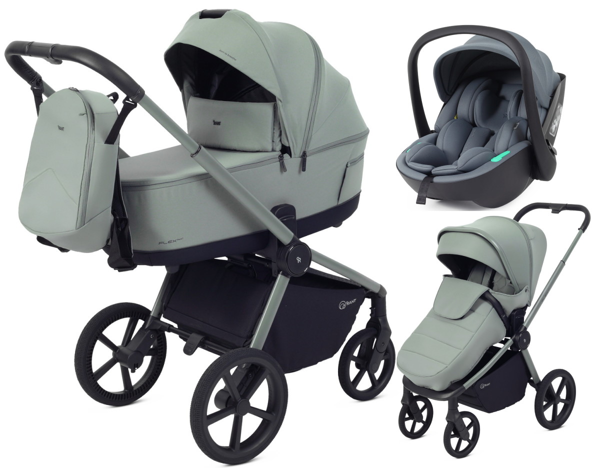 Детская коляска Rant Flex Therm Soft 3 в 1 с автокреслом Miro Graphite Forest Green