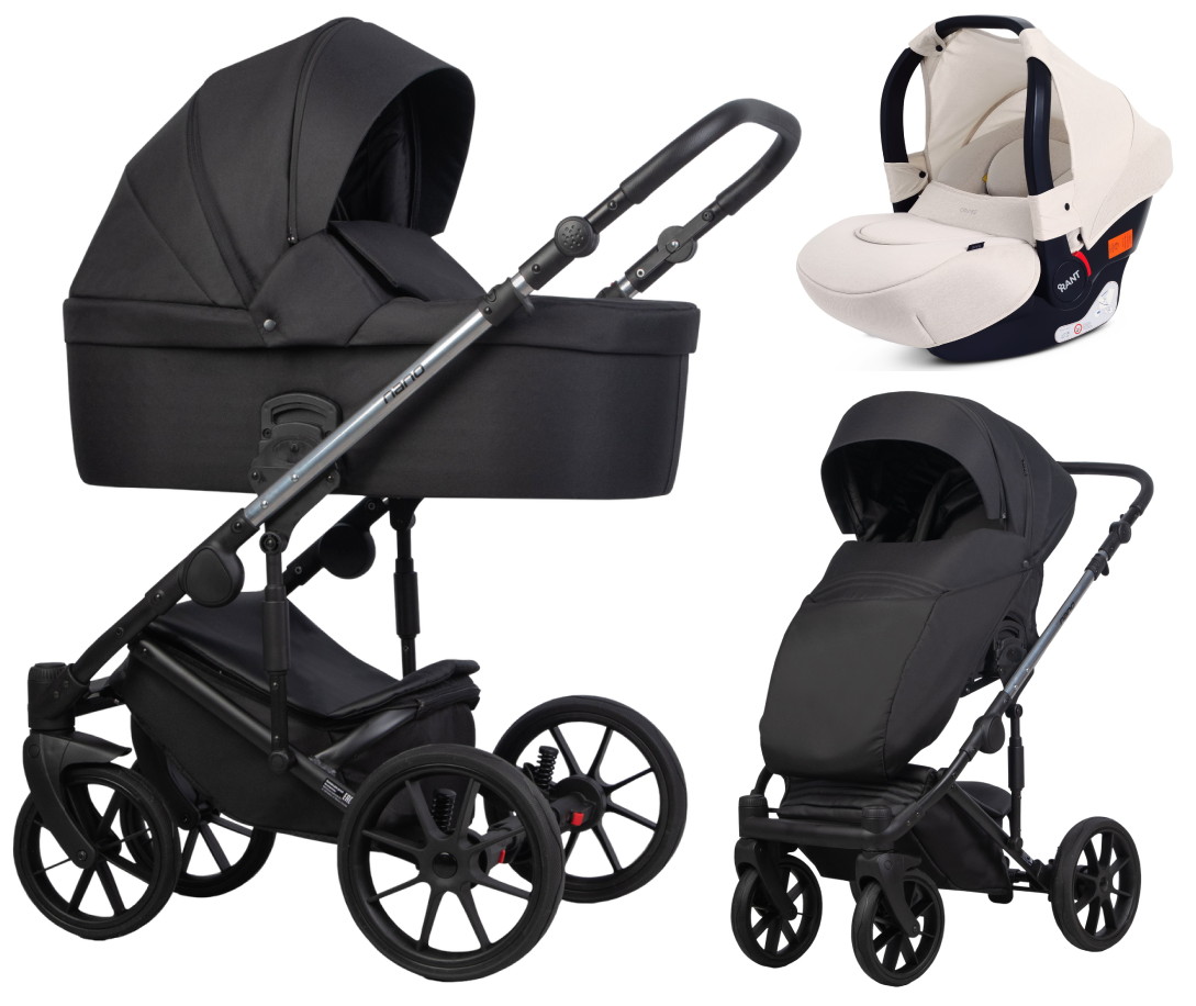 Детская коляска Riko Nano Thermo 3 в 1 с автокреслом Rant Cruise Beige 13 Black (черный)