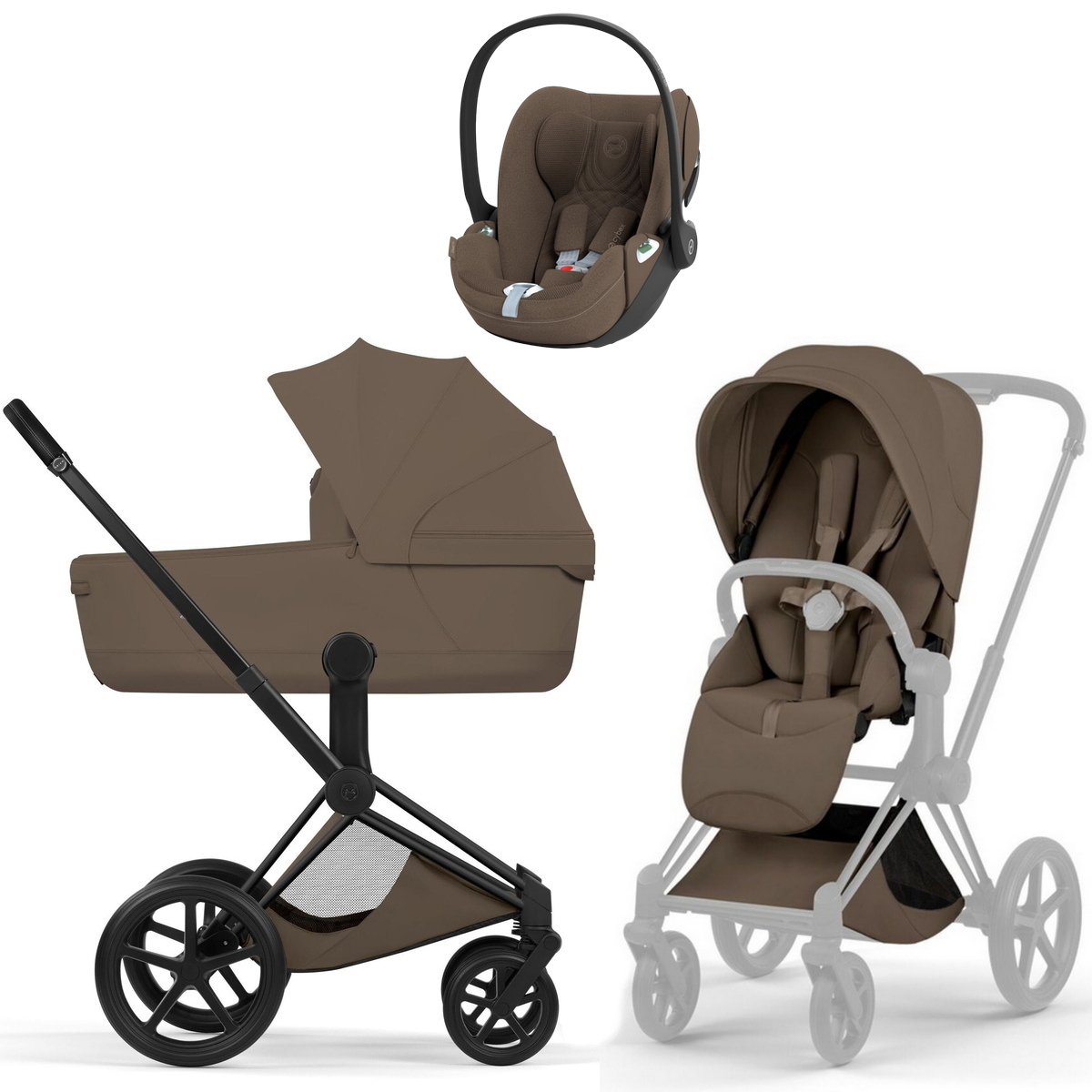 Коляска Cybex Priam V Matt Black Style Cloud T Coconut Brown Plus 3 в 1 Coconut Brown
