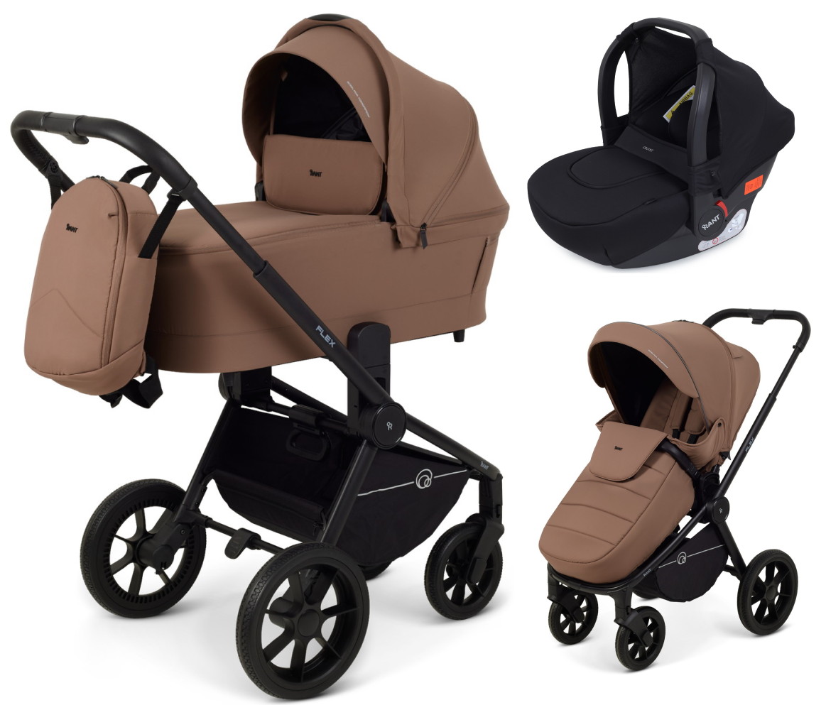 Детская коляска Rant Flex 3 в 1 RA076 с автокреслом Cruise Black Brownie
