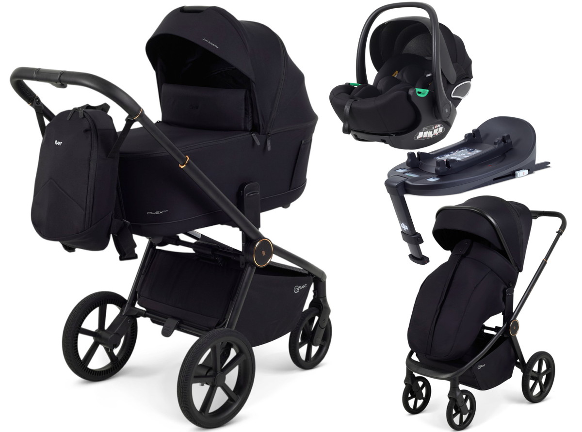 Детская коляска Rant Flex Therm Soft 4 в 1 с автокреслом Evomax Black и базой Gold Black