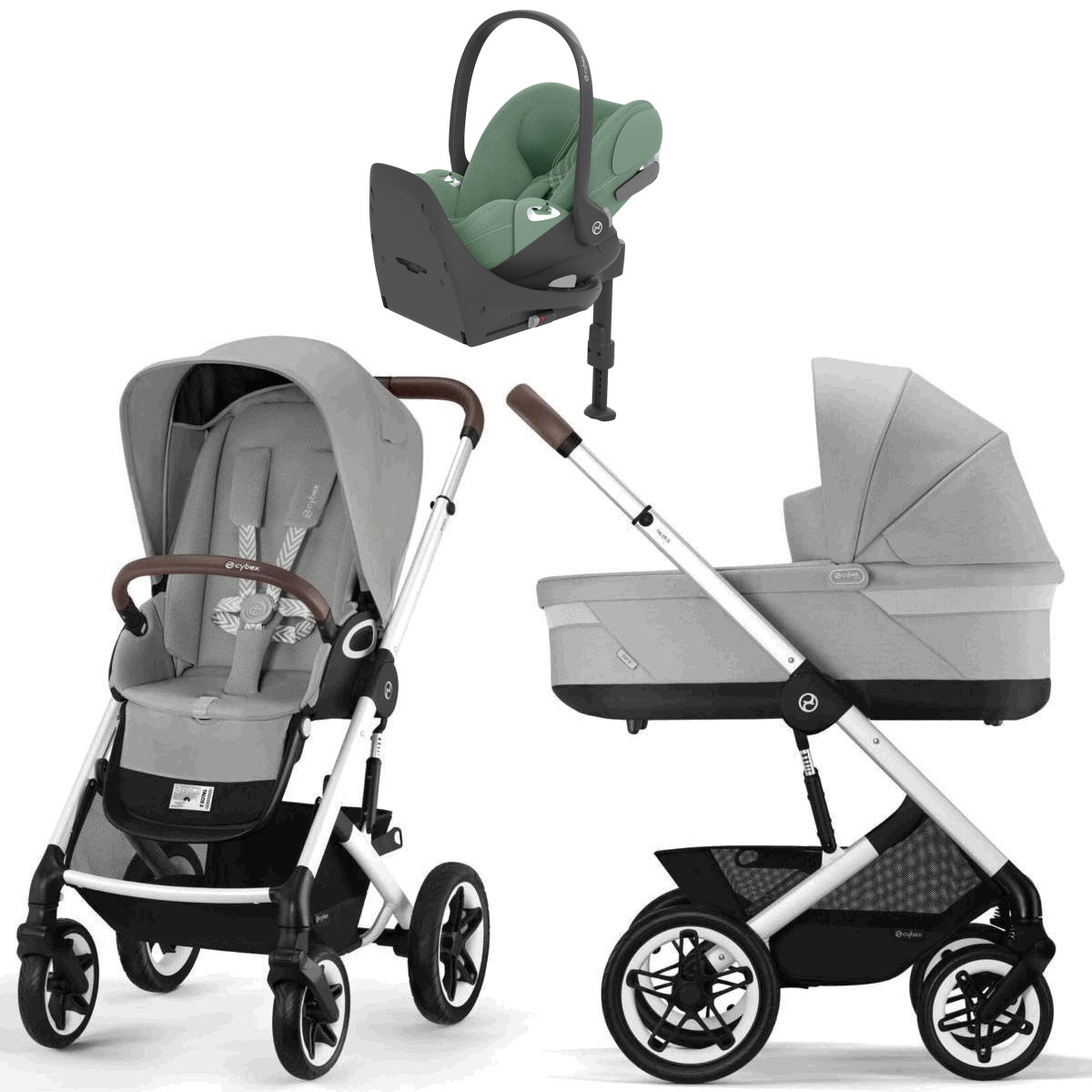 Коляска Cybex Talos S Lux SLV complete Cloud T Leaf Green Plus Base T 4 в 1 Stone Grey с дождевиками