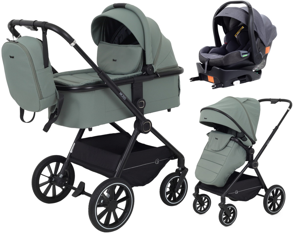 Детская коляска Rant Moss 4 в 1 с автокреслом Carry Pro Graphite и базой Green