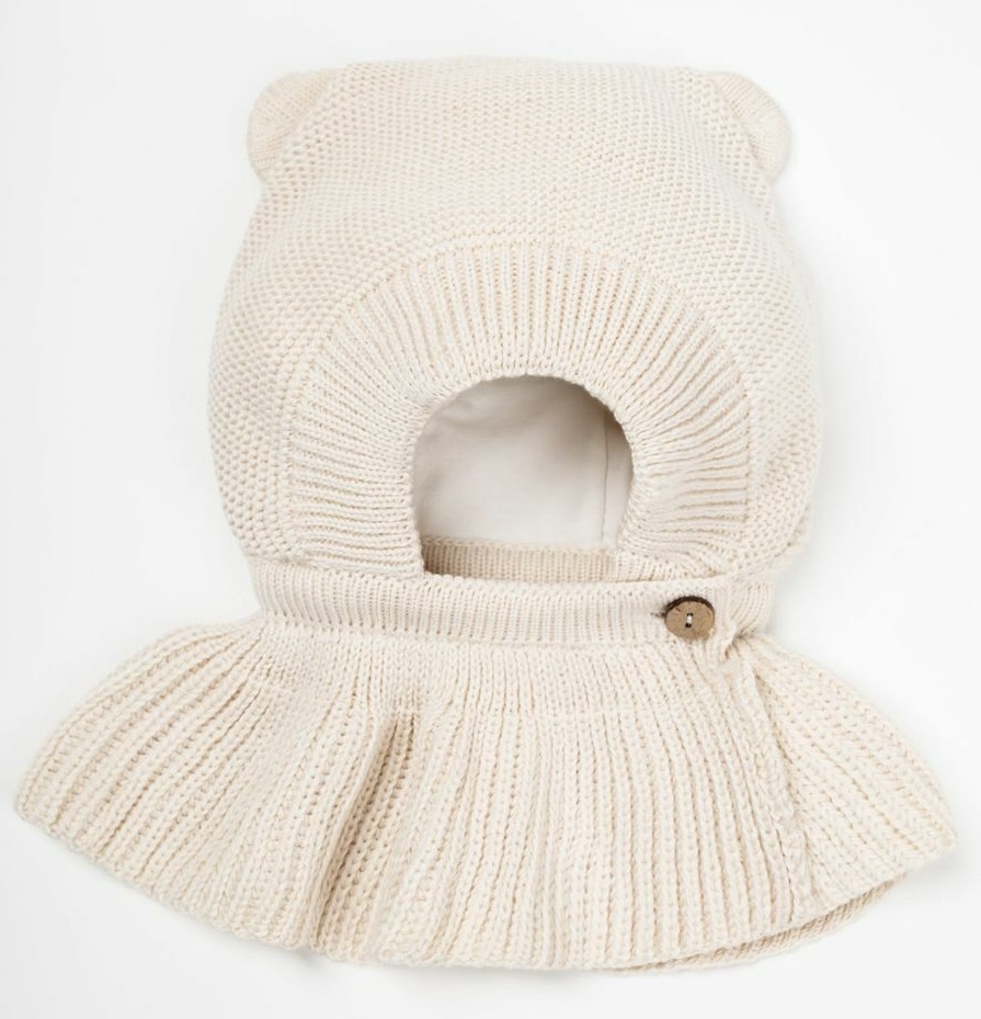 Шапка-шлем вязаная AmaroBaby Pure Love Helmet с подкладом молочный р.40-42