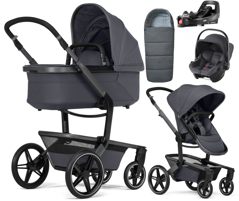 Детская коляска 4 в 1 Joolz Day 5 и автокресло Baby-Safe Core Midnight Grey2 и база Vario Base 5Z без адаптеров + конверт в подарок Stone grey