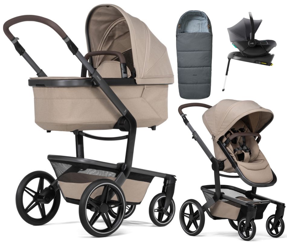 Детская коляска 4 в 1 Joolz Day 5 и автокресло Baby-Safe Core Midnight Grey и база Baby-Safe Core без адаптеров + конверт в подарок Sandy taupe