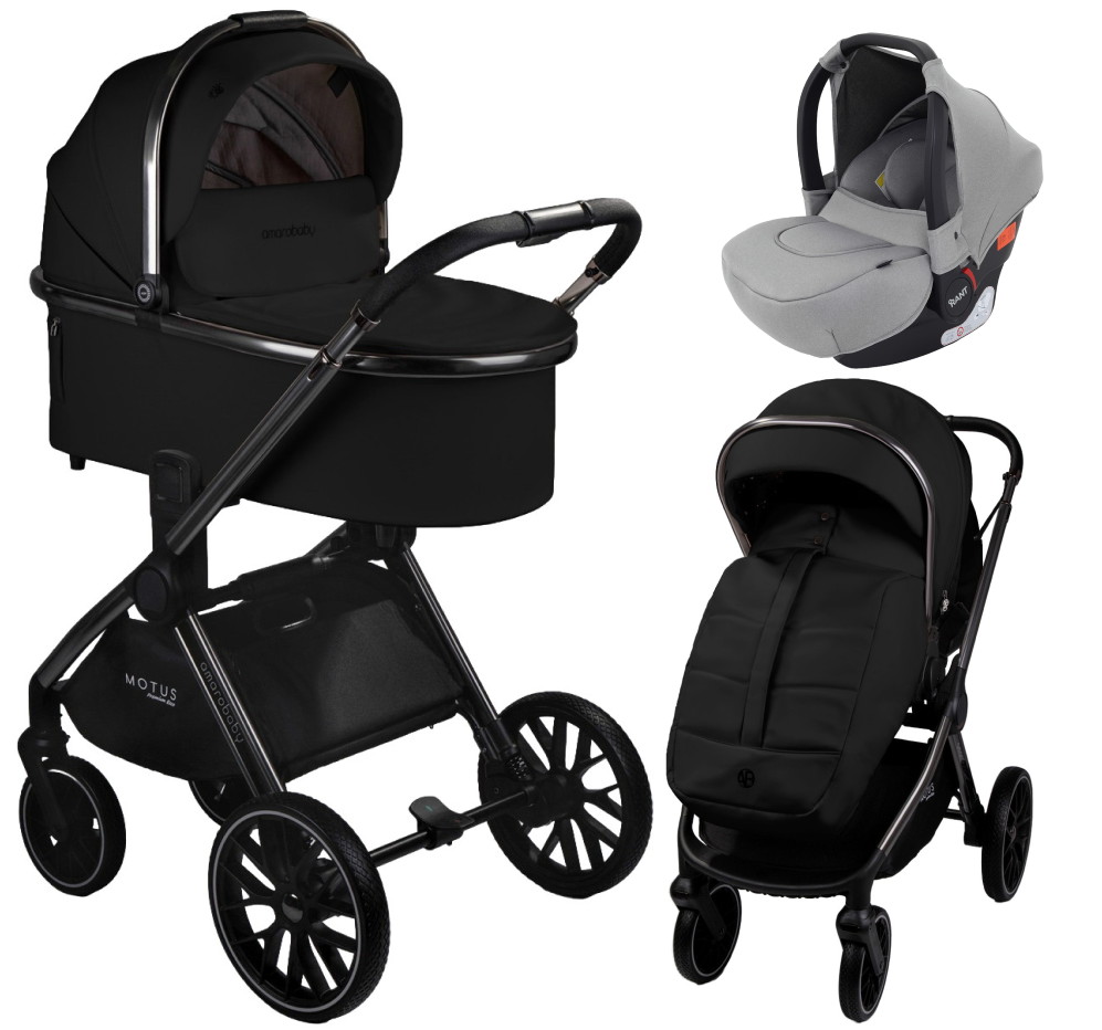 Детская коляска AmaroBaby Motus Premium Ecco 3 в 1 с автокреслом Rant Cruise Grey черный