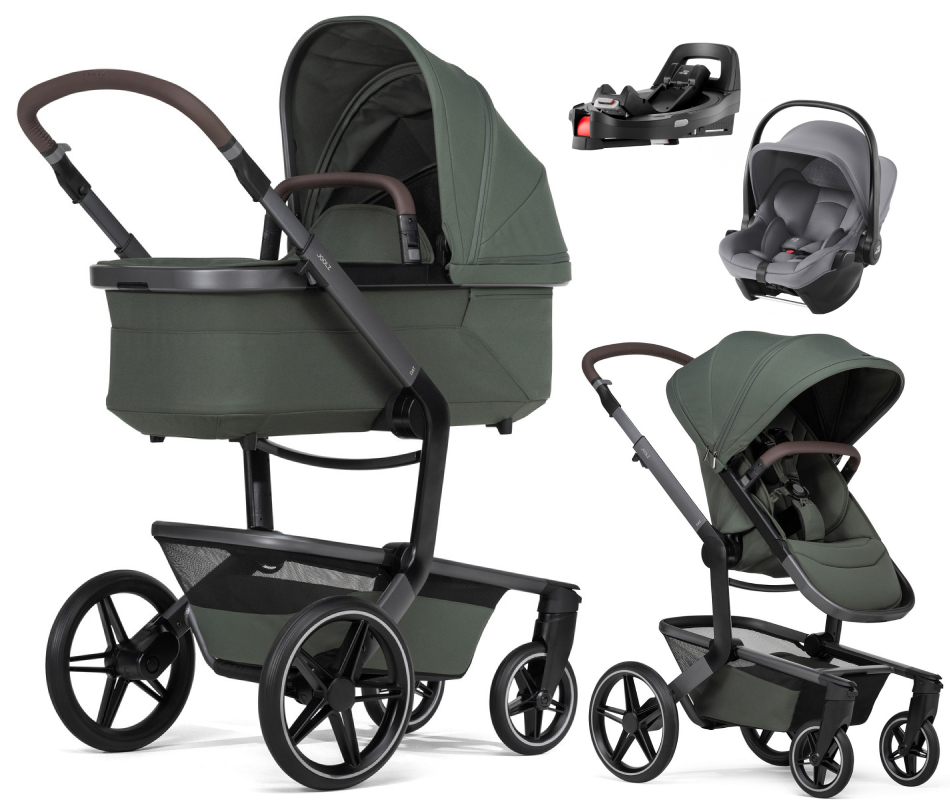 Детская коляска 4 в 1 Joolz Day 5 и автокресло Baby-Safe Core Frost Grey и база Vario Base 5Z без адаптеров Forest Green