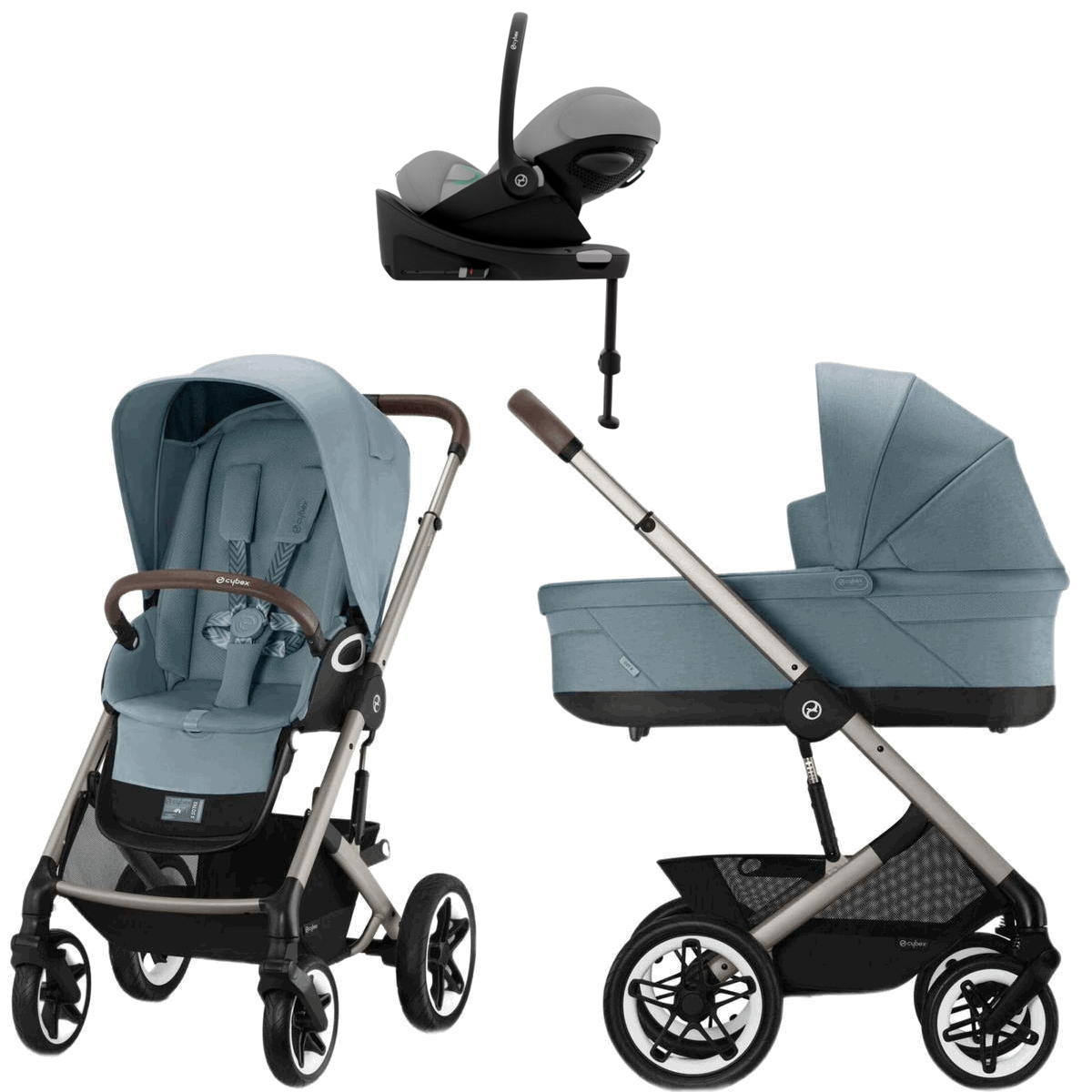 Коляска Cybex Talos S Lux TPE complete Cloud G Stone Grey Plus Base G 4 в 1 Stormy Blue с дождевиками