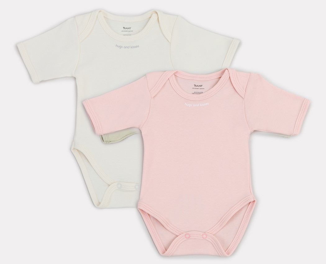 Боди Rant Hugs and Kisses с коротким рукавом 2 шт. ЧЗ Soft Pink 62