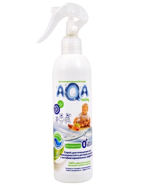 Антибактериальный спрей AQA baby для очищения всех поверхностей в детской комнате 300 мл