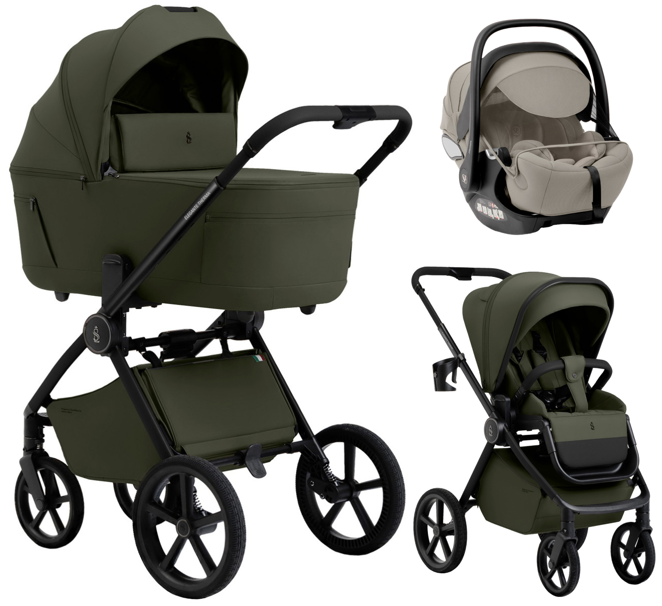 Коляска 3 в 1 Sweet Baby SBL Elegante Therma Colore + автокресло Premier Begie Green