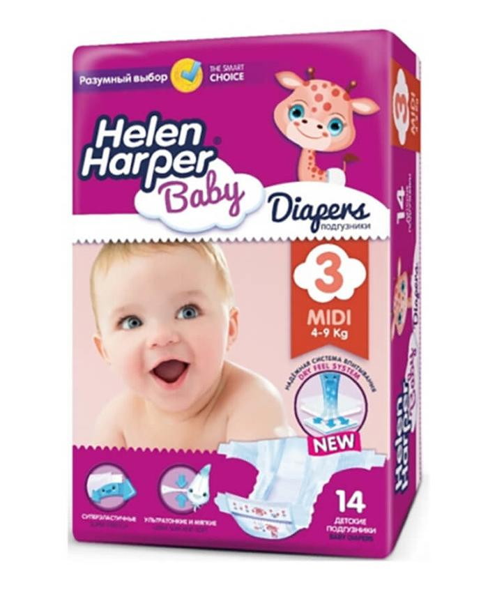 Подгузники Helen Harper Baby Midi  4-9 кг. (14 шт.)