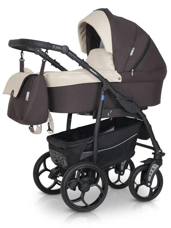 Детская коляска Verdi Max Plus 3 в 1 05 коричневая с бежевой вставкой