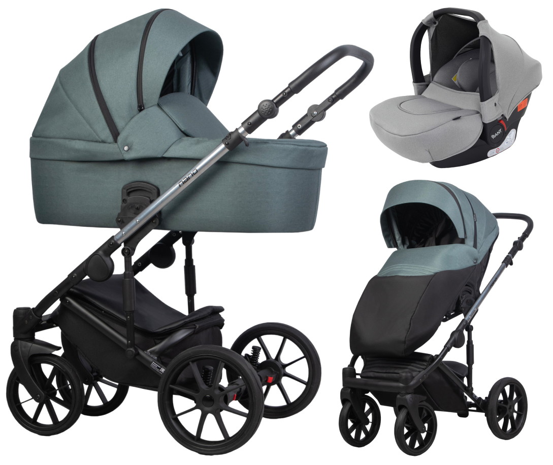 Детская коляска Riko Nano Thermo 3 в 1 с автокреслом Rant Cruise Grey 14 Dark sage (темно-зеленый)