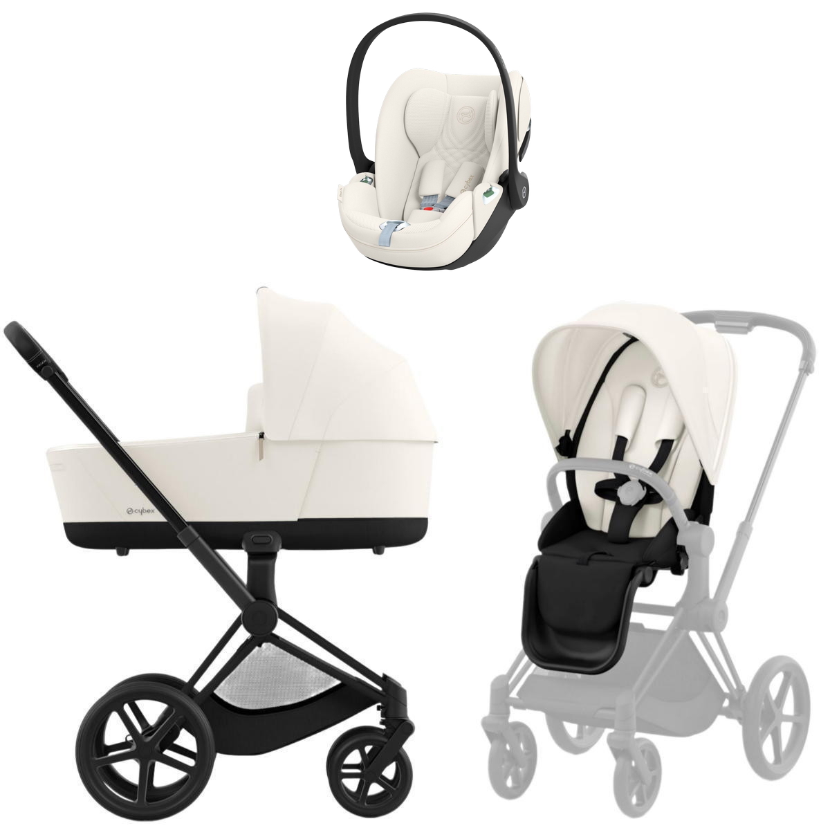Коляска Cybex Priam IV Matt Black complete Cloud T Off White Plus 3 в 1 Off White