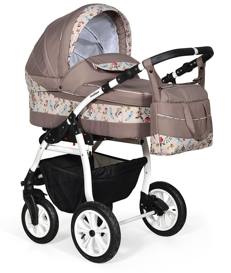 Детская коляска Indigo Sydney 2 в 1 Sy35 бежевый+бежевый с розовым узор