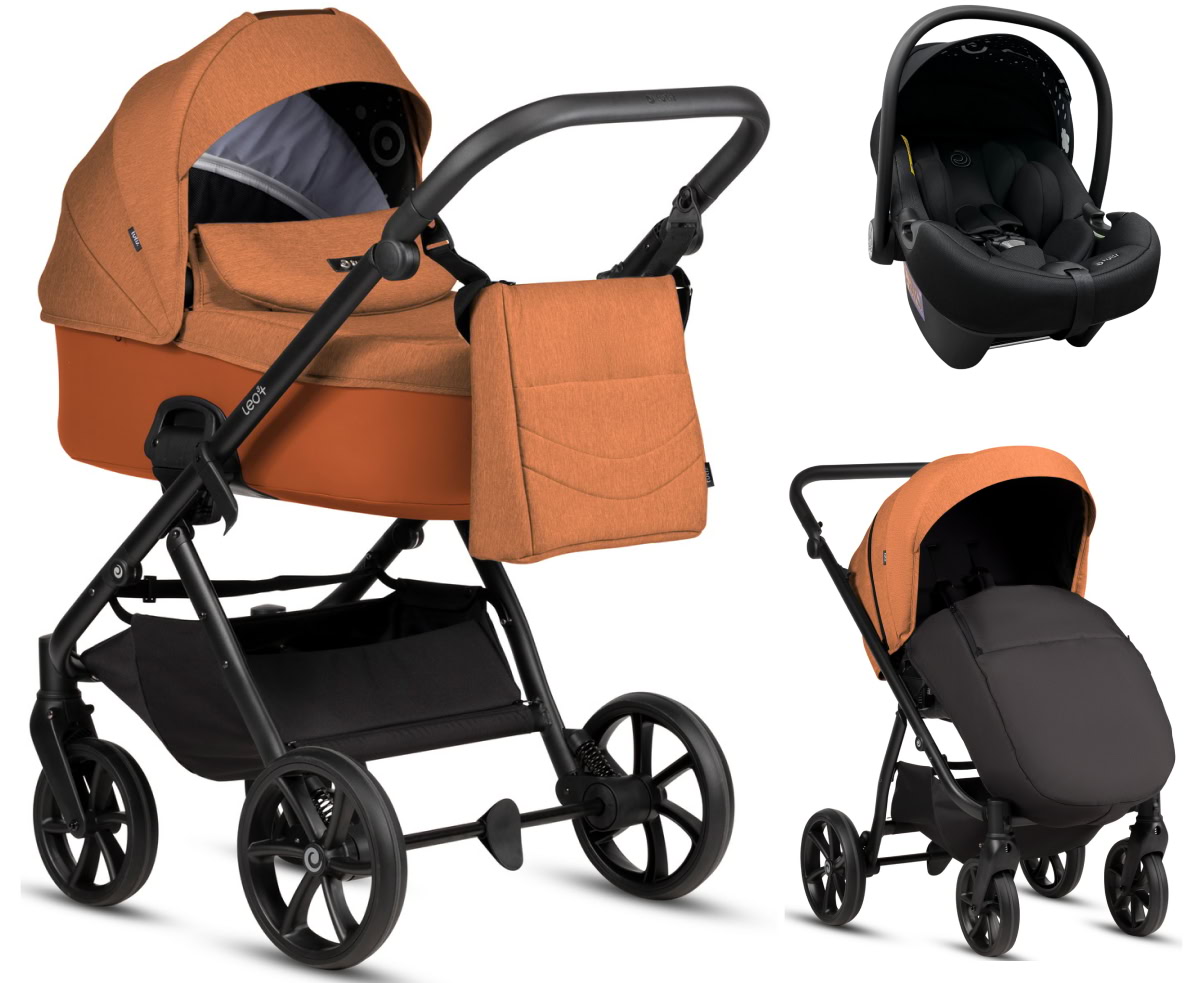 Детская коляска Tutis Leo 3 Plus 3 в 1 с автокреслом Elo Lux EduSky Black 1582280 Orange
