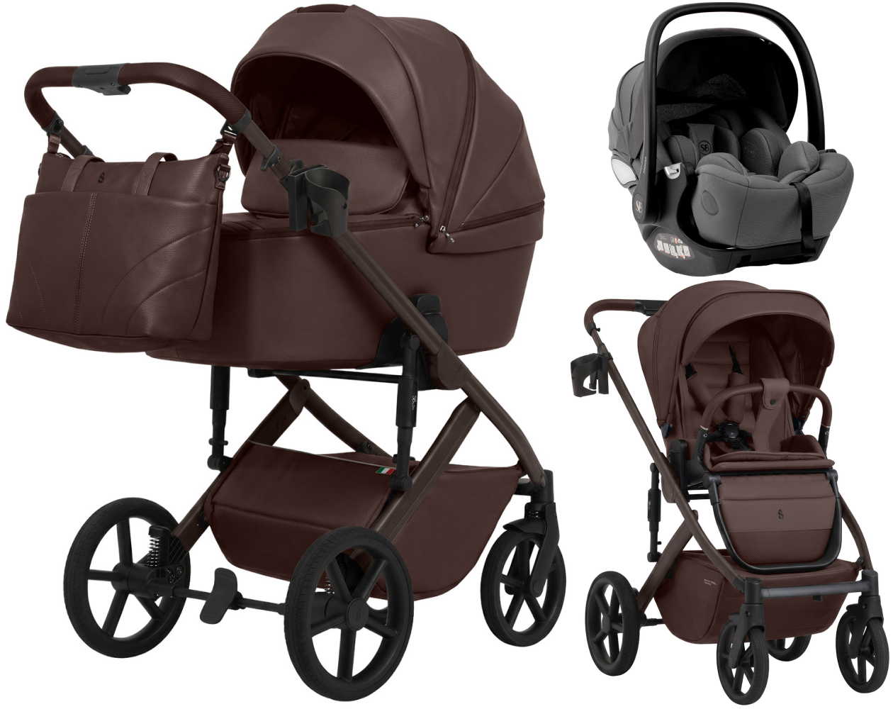 Коляска 3 в 1 Sweet Baby SBL Dolce L и автокресло Premier Grey Dark Chocolate