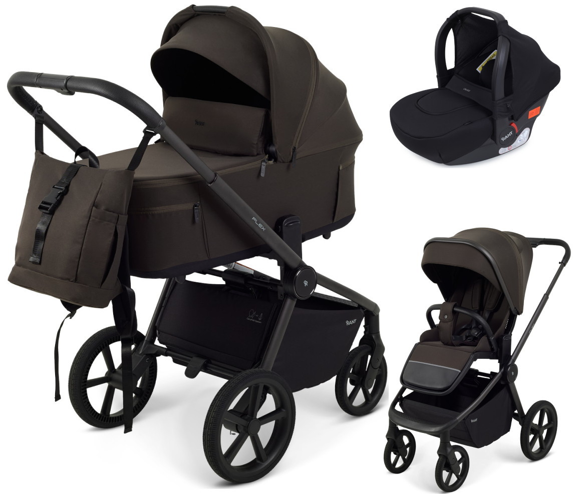 Детская коляска Rant Flex Forma 3 в 1 RA124 с автокреслом Cruise Black Shine Brown Коричневый