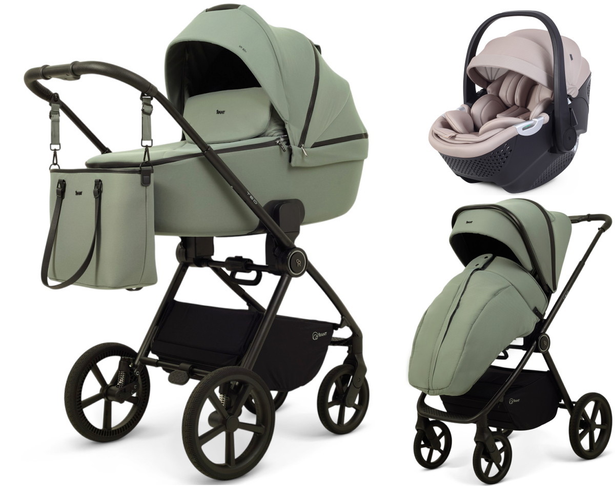 Детская коляска Rant Teo Soft 3 в 1 с автокреслом Aster Zero Beige Olive