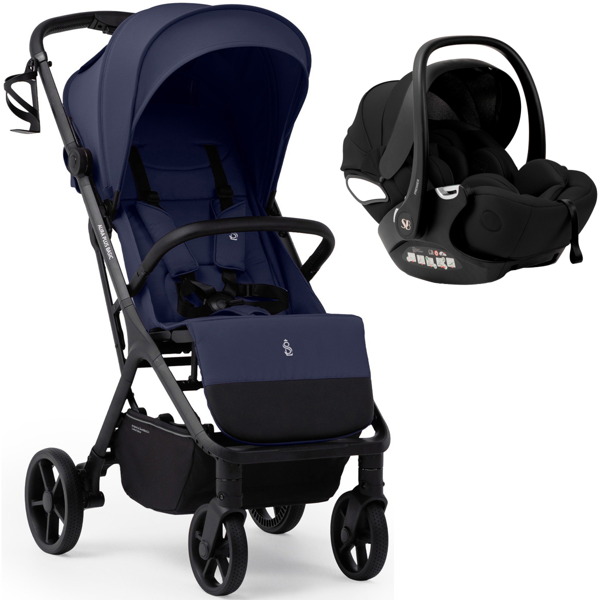 Прогулочная коляска Sweet Baby Aura Plus Basic SBL + автокресло Premier Black Dark Blue