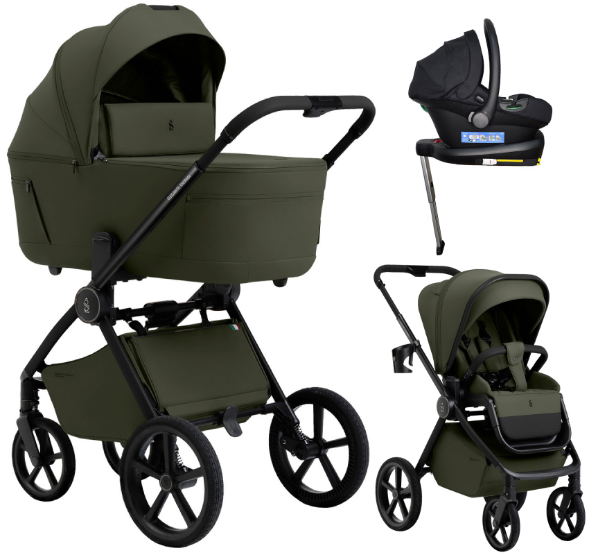 Коляска 4 в 1 Sweet Baby SBL Elegante Therma Colore + автокресло Elegante Plus с базой i-Size ISOFIX DK780 Green