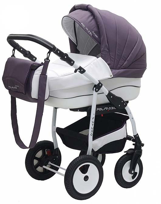 Детская коляска Polmobil Porto 2 в 1 03 фиолетовый-белый